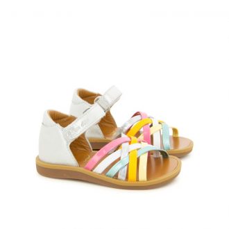 POM D'API POPPY lux silver multi fresh sandale fille premiers pas