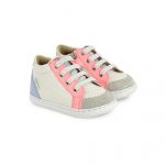 SHOOPOM BOUBA ZIP BOX craie pink neon  chaussure premier pas