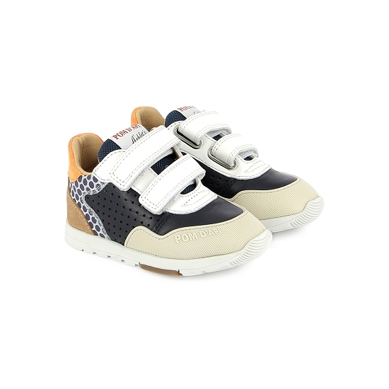 POM D'API ATHLET'S pouss bump perfo navy off white camel