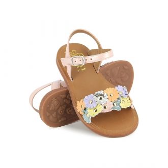 POM D'API PLAGETTE MULTI FLO rose nacre sandales fille
