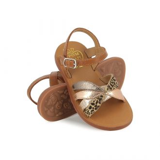 POM D'API PLAGETTE OTO cuero cuivre sandales fille