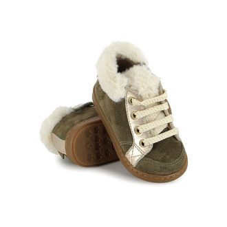SHOOPOM BOUBA ZIP HAIR KAKI chaussure premier pas