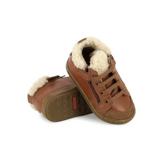 SHOOPOM BOUBA ZIP WOOL DK CAMEL chaussure premier pas